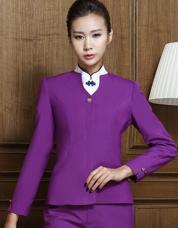 空姐制服职业套装女工装服务员前台酒店工作服定制款 外套(亮紫色) xs