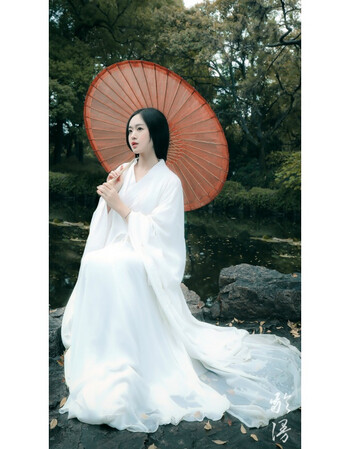 魏晋风汉服女大袖衫古装殿下cos写真广袖流仙襦裙写真 如图纯白 s