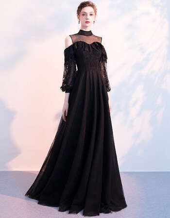 高端品牌直营 黑色晚礼服女2019新款宴会高贵优雅长款聚会端庄大气