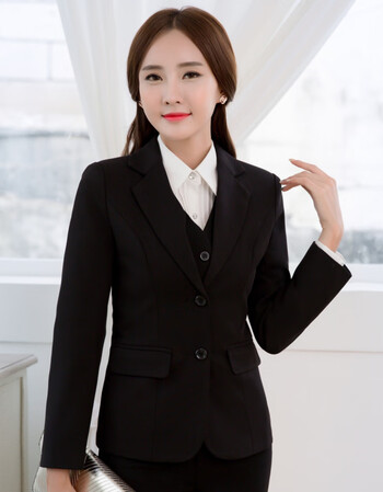 智时代 商务修身显瘦加绒加厚小西服西装外套女春季职业装女装套装