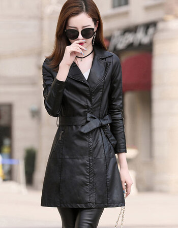 中长款真皮皮衣女2019春秋冬款新款时尚修身大码大号绵羊皮风衣韩版