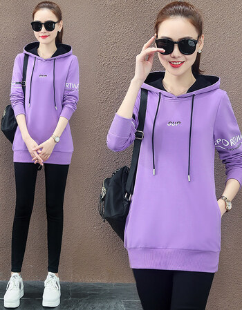 卫衣女潮新款春秋装中长款上衣休闲修身衣服外套慵懒风运动小个子外套