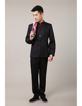 五四青年装民国风学生装女装中山装表演服复古装毕业班服装男装 黑色