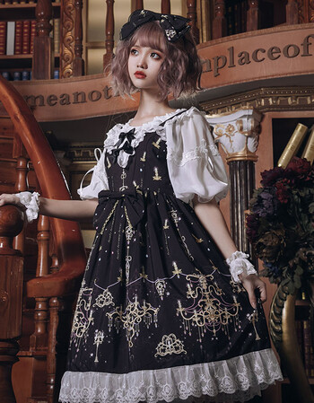 日系软妹洛丽塔夏季洋装长裙宝石吊灯 原创lolita连衣裙华丽复古蕾丝