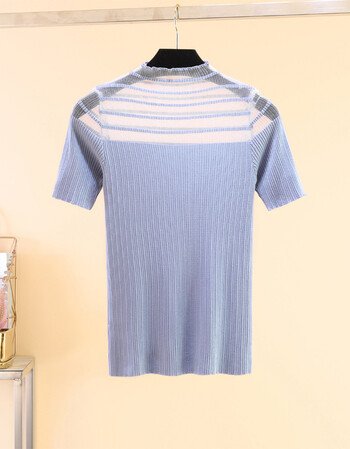 艾丽莎优衣以白纯网纱针织短袖t恤女薄款夏季冰丝针织衫很仙的网红