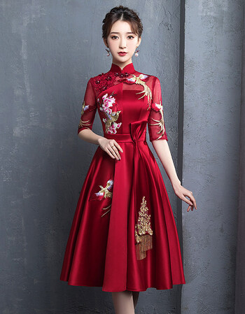 敬酒服新娘春季2018结婚新款婚礼红色修身显瘦短款旗袍中式礼服女 酒