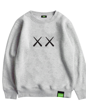 kaws欧美街头文化卫衣xx系列联名长袖外套 趣味个性衣服纯棉宽松 灰色