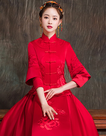 服新娘礼服出阁服2018新款结婚敬酒服中式婚纱嫁衣秀和服女秋 红色 s