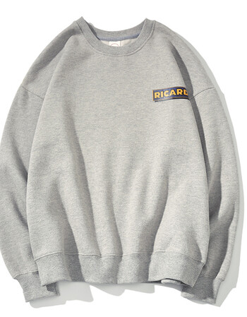 男装秋季韩版潮流字母印花卫衣男士宽松情侣外套青少年上衣服 浅灰色