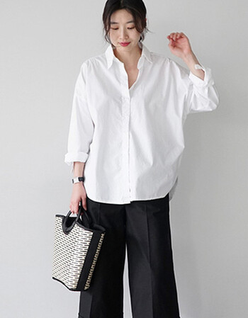 2018新款韩范宽松中长款长袖前段后长白衬衫女秋冬基础款休闲外套