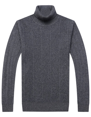 毛衣男士羊毛衫时尚新款长领毛衣提花针织商务打底衫爸爸装男土 灰色