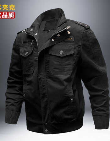 军装夹克男士特种兵外套刺绣工装大码耐磨上衣潮 9931五角星款-黑色