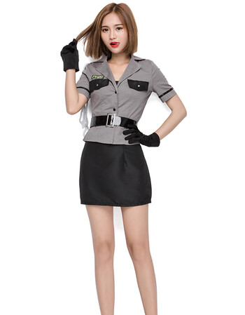 万圣节服装 厂家生产 灰色女警制服套装 cosplay服化装舞会派对服