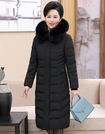 雅鹿中老年羽绒服女中长款冬季加肥加大码中年妈妈装冬装外套反季