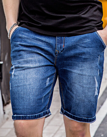 男装潮流大码男牛仔短裤青少年胖子大码五分牛仔裤半截裤肥佬短裤