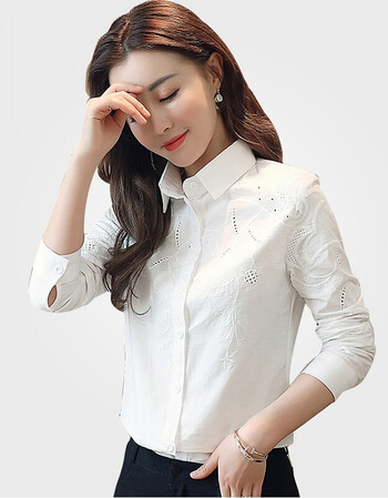 柔长袖白衬衫女装2018春夏秋新款职业装气质纯色百搭上衣打底衫 白色