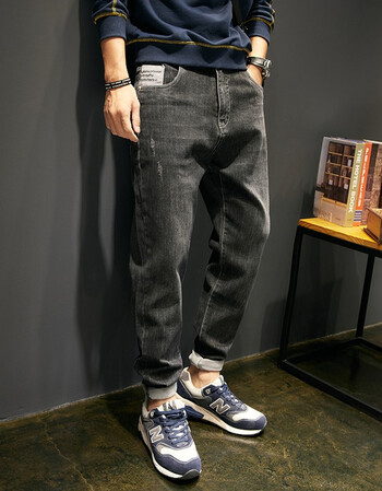 古先森哈伦牛仔裤男宽松大码弹力小脚裤男士潮牌哈伦裤男生秋冬休闲