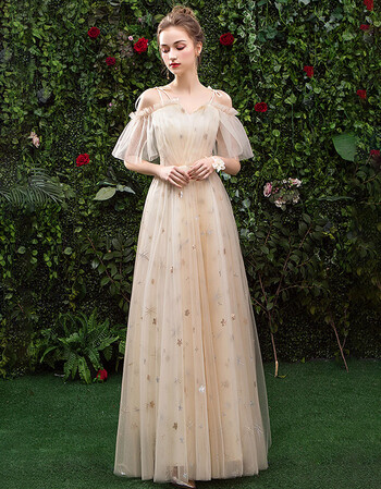 诺丽缇伴娘服2021新款夏季香槟色主持人小晚礼服姐妹团长款连衣裙学生