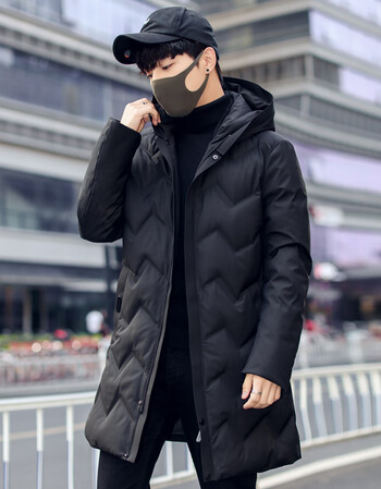 男装 羽绒服 酷依哥(kuyige) 冬季新款男士韩版修身连帽中长款羽绒服