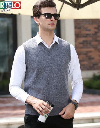 京东精选 卡帝乐鳄鱼羊毛背心男v领秋冬季无袖休闲马甲中厚款坎肩男士