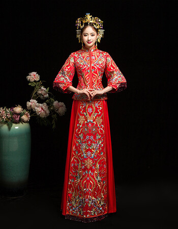 新娘2018新款中式礼服结婚敬酒服红色中国传统新款秀禾服品质定制新款