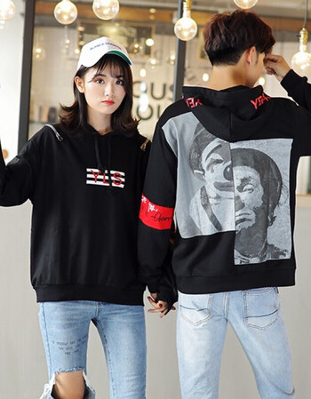 2017新款韩版宽松原宿风bf长袖套头卫衣男女学生班服潮 5743男模特款