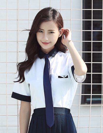 韩版学生装校服男女藏青领长袖衬衫制服班服水手服秋冬套装 女短袖