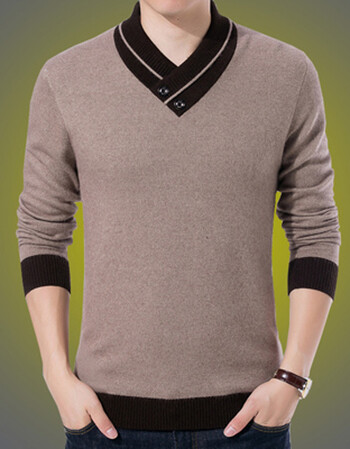 【京东优选】羊绒衫男冬季加厚半高领打底产自鄂尔多斯市男士衫v领