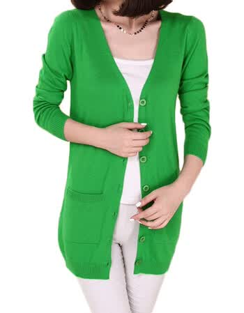 薄款女土开衫毛衣中长款新款外搭溥外套女秋羊绒开胸针织衫 绿色 2xl