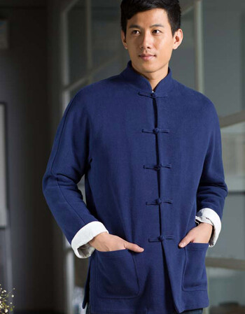 慈缘棉麻布衣禅服居士服针织棉麻新中式唐装汉服盘扣外套男2018秋季