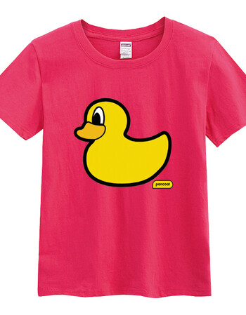 2015韩版潮牌 大黄鸭小黄鸭pancoat 短袖t恤男女情侣装 玫瑰红 xs