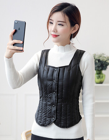 羽绒马甲女冬轻薄修身短款韩版内穿白鸭绒内胆保暖坎肩羽绒服背心