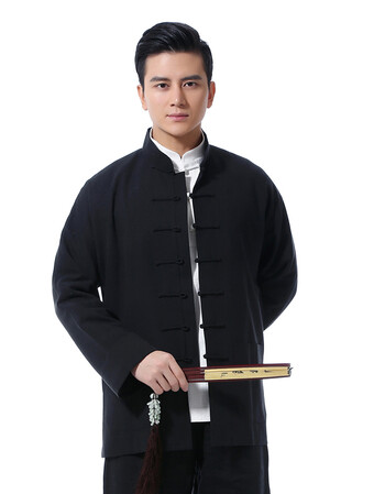 先派秋上新唐装男丝麻上衣中式礼服长袖上衣传统复古中国风男外套