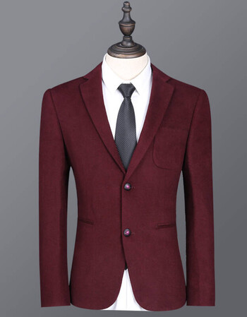 小西服男西装男羊毛呢韩版修身 深红色2112 190/108b