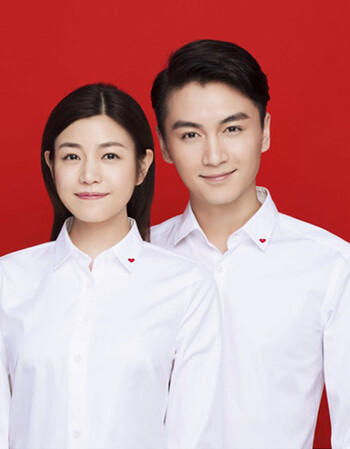 结婚登记领证件照情侣装上衣服装男女长袖衬衣