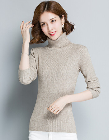 teaegg显瘦女秋冬半高领短款羊毛衫女套头毛衣修身长袖针织打底衫羊绒