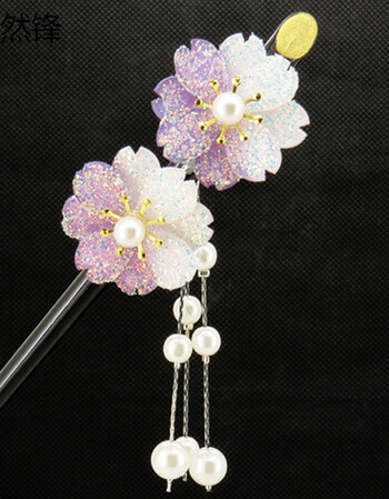 然锋 发簪亚克力步摇珍珠古风簪子新娘古典汉服和服配饰品 rf0054