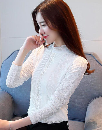 蕾丝打底衫女长袖秋冬季新款百搭韩版修身保暖上衣服加绒加厚v2 白色