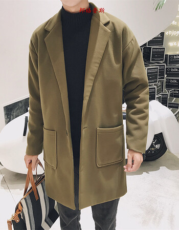 邦格鲁斯 毛呢外套男大衣2017秋冬宽松呢子潮流休闲新款情侣商务大码