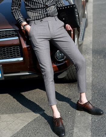 泽美夕()裤子男韩版潮流冬季九分休闲裤修身小脚紧身百搭西裤学生哈伦