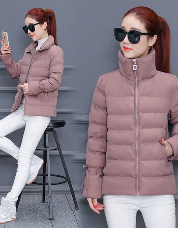 蔲佰赞棉服女短款棉衣外套女2018新款冬季棉袄立领小棉袄冬装 藕粉色
