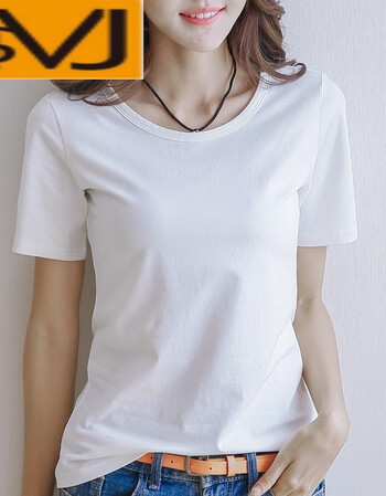 msj新品潮牌纯棉白色短袖t恤女夏季女装大码宽松纯白简约百搭上衣打底