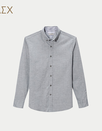 aex男装2017秋冬新款棉质常规浅灰色长袖衬衫 浅灰13 170/88a