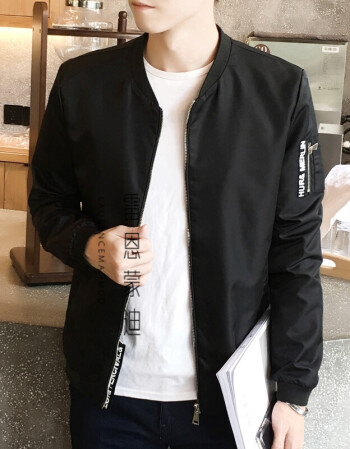 夹克外套春秋季新款男装韩版休闲潮流修身帅气学生棒球服 j188黑色 l