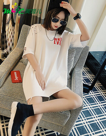 美姬儿2018夏装新款韩版学生短袖t恤半截袖宽松bf潮原宿风女生社会