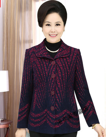 2017新款中老年女装春装外套翻领妈妈宽松上衣老年人服装奶奶秋装sn67