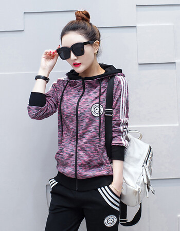 bxay运动服套装女春秋两件套2017春装新款女装跑步休闲时尚韩版卫衣潮