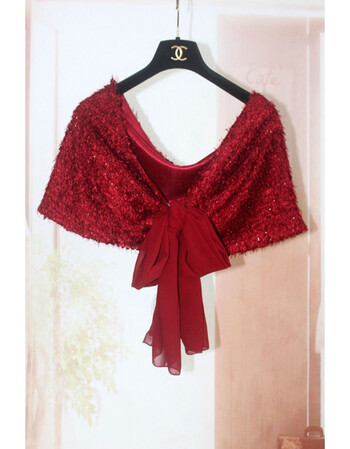 春秋新娘婚纱披肩红色冬季晚装晚礼服旗袍外搭伴娘披肩女 酒红色 松针