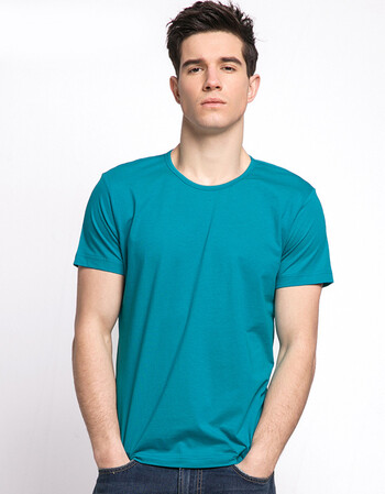 花花公子短袖t恤男新款圆领竹纤维夏装半袖运动棉体恤圆领polo衫 湖蓝