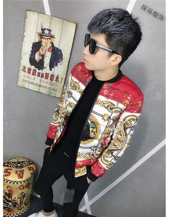 冬季新款服情侣装社会人修身外套精神小伙快手红人同款 红色 s